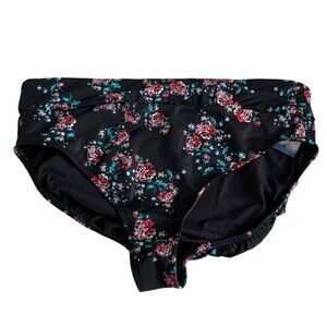 Maurices Bikini bottoms black pink floral print high waisted XXL plus size swim